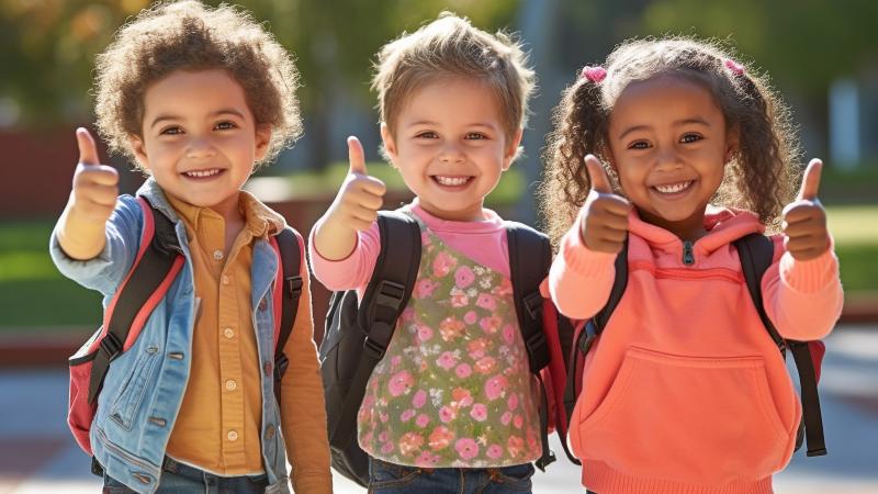 Children giving thumbs up